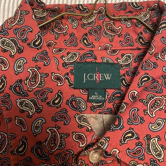 JCREW Mens Paisley Dress Shirt Pattern Men Red Tan Blue - Picture 3 of 5